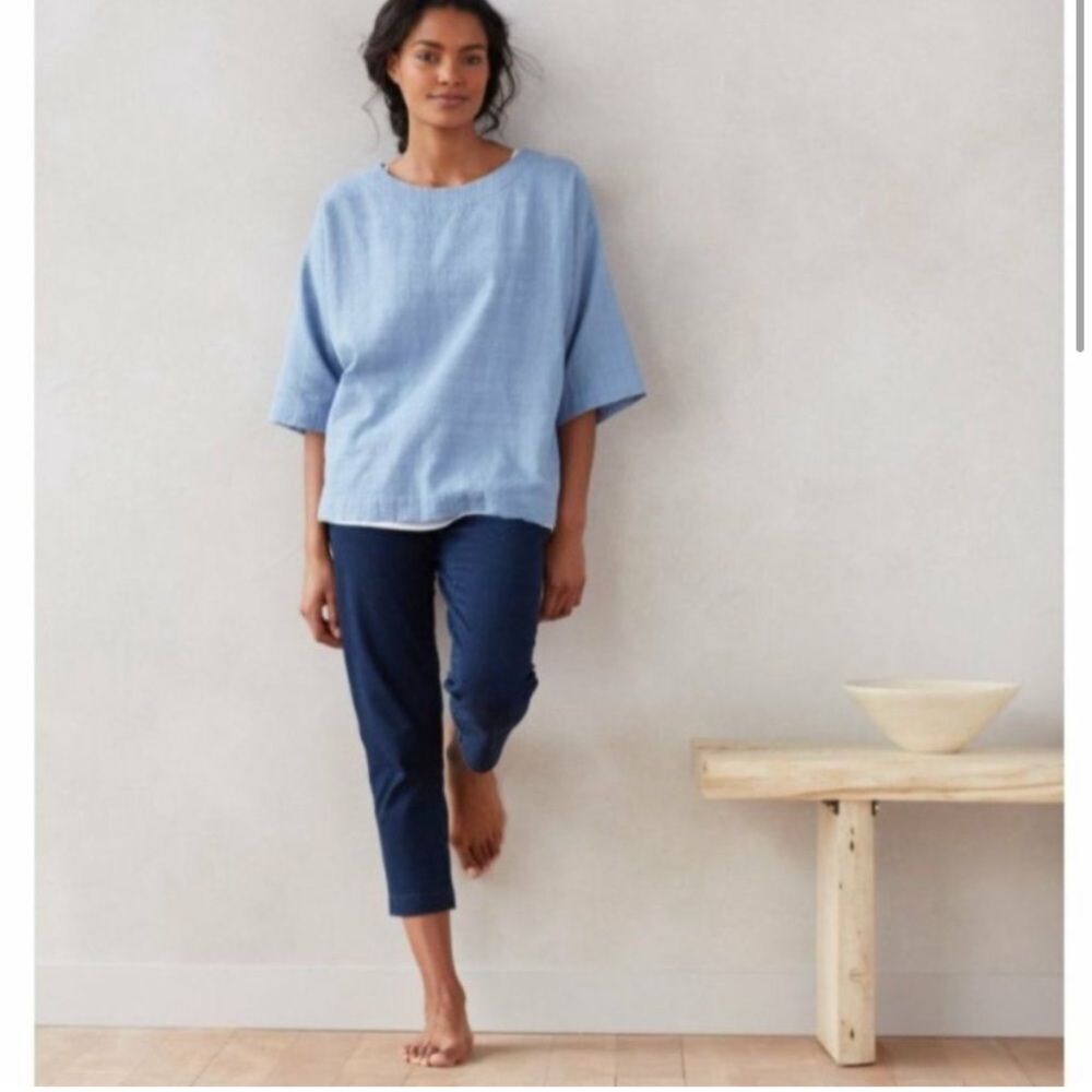 PureJill Blue Textured Boxy Blouse